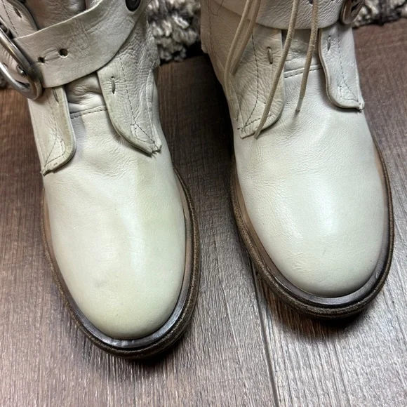 A.S.98 Faust Off-White Lace-Up Moto Leather Boots 
Size 37EU Women - Picture 6 of 16